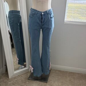 Women's Blue Jeans with Pink Accents